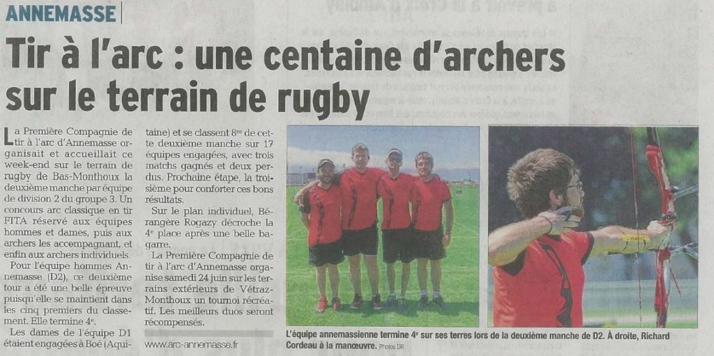 Le Dauphiné Libéré 14/06/17 Manche de D2 à Annemasse